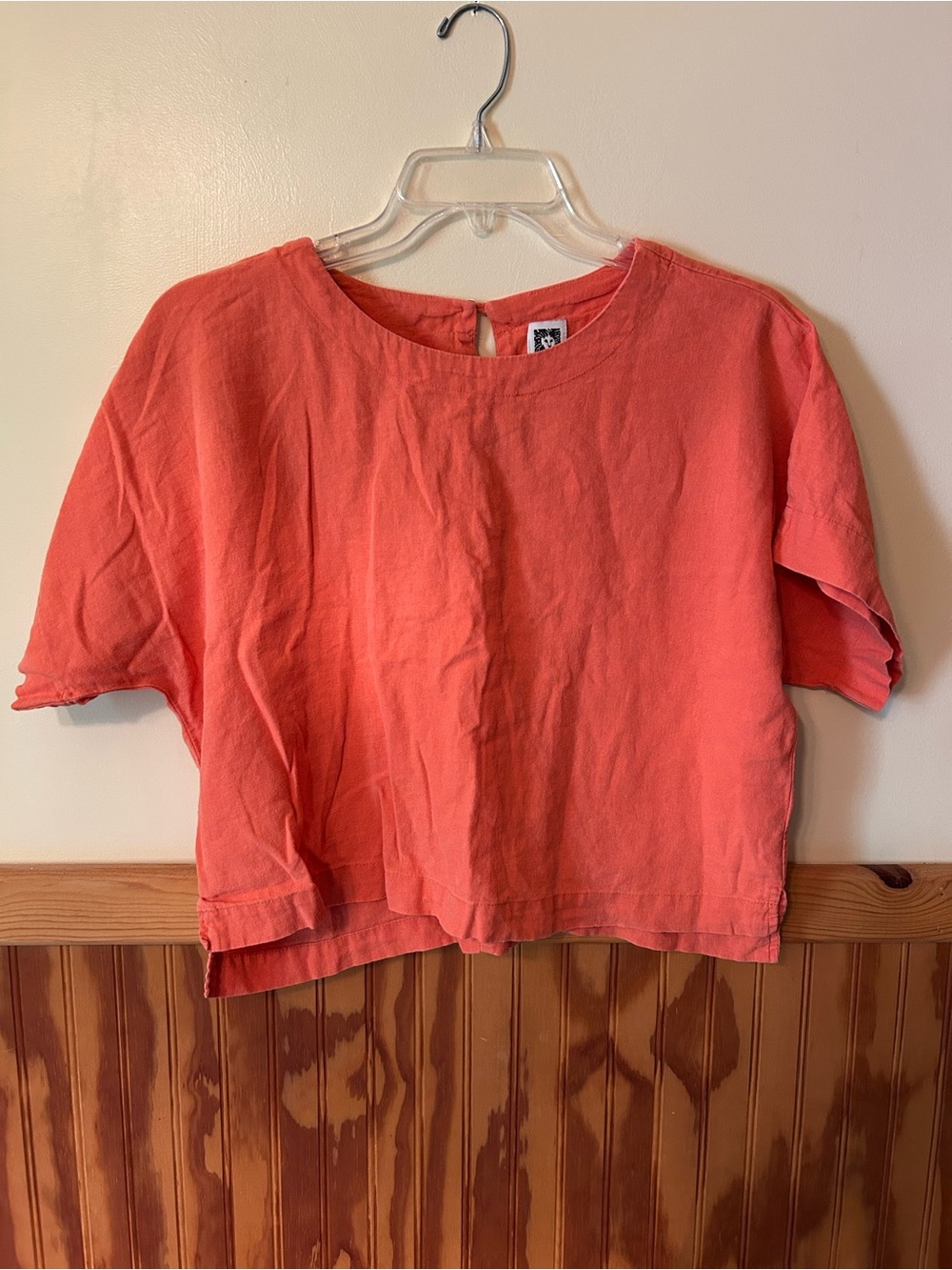 Anne Klein Coral Linen Blend Crop Top